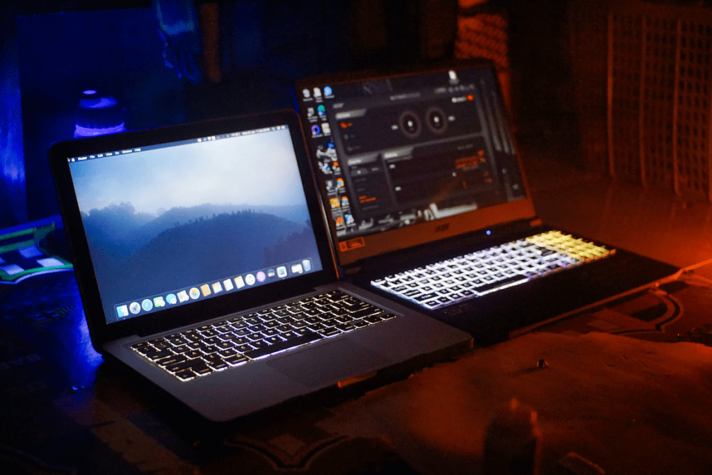 2 gaming laptops side by side